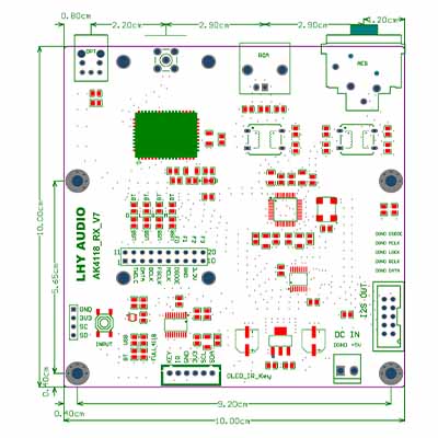 Dimensions du module interface numérique LHY AUDIO